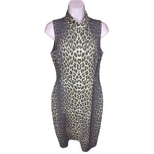 Kay Unger Green Animal Print Sheath Dress with Jacket Size 8